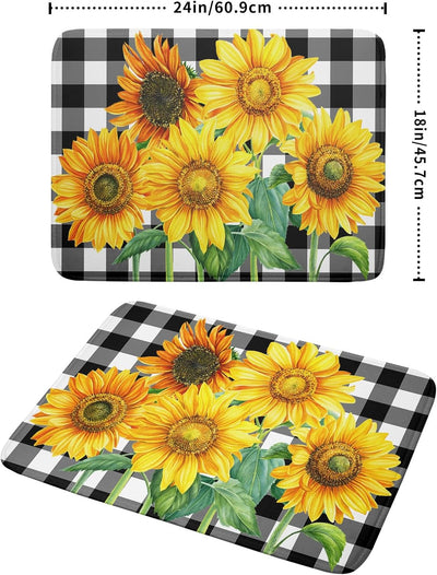 Tapete de secado de platos Girasol para encimera microfibra absorbente diseño cuadros blanco y negro al agua