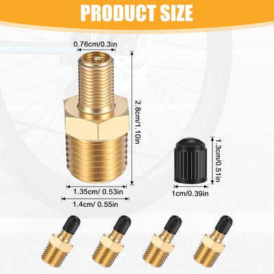 4 Adaptadores Inflado Latón Válvula Schrader Compresor Aire