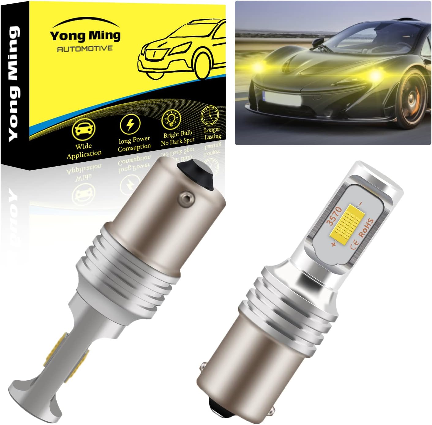 2 Bombillas LED BA15S Amarillas 3000K para Luces Señal RV