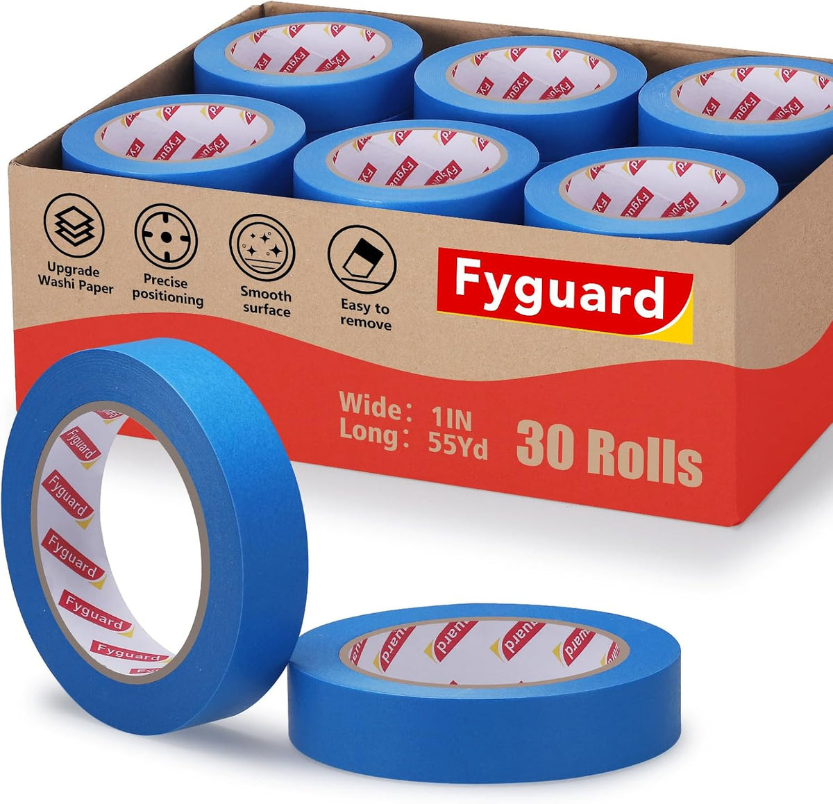 30 Rollos Cinta Azul Pintor 1pulg x 1650yd Resistente Calor