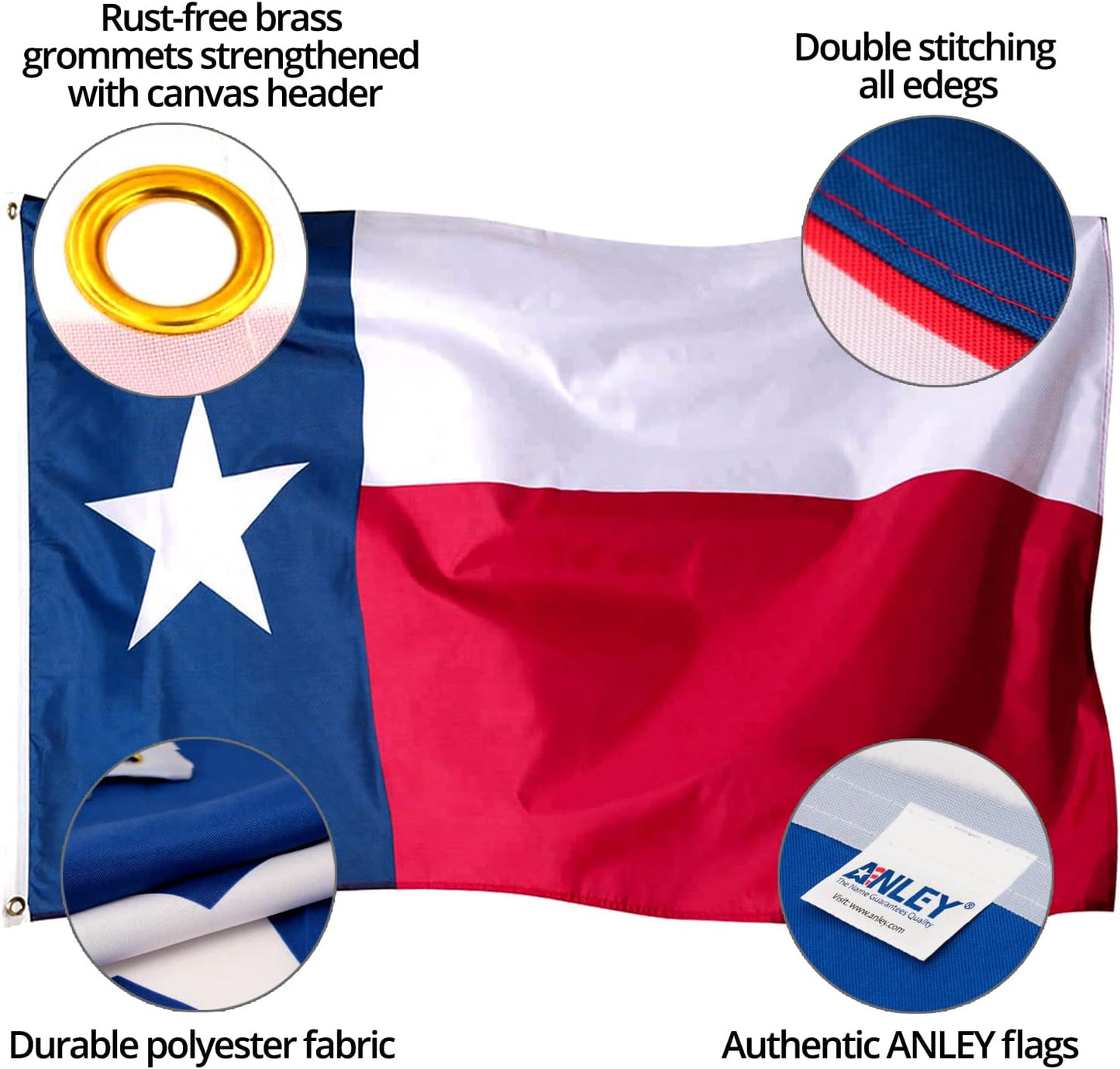 Bandera Texas 3x5ft poliéster color vivo doble costura