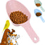 Cuchara medidora de comida para perros con marcas de 1/2 y 1/4 de taza