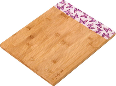 Tabla cortar bambú reversible estampado mariposa rosa 11x14pulg