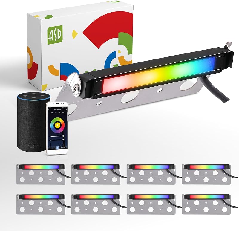Lámpara LED pared 7pulg RGBW control voz impermeable negro