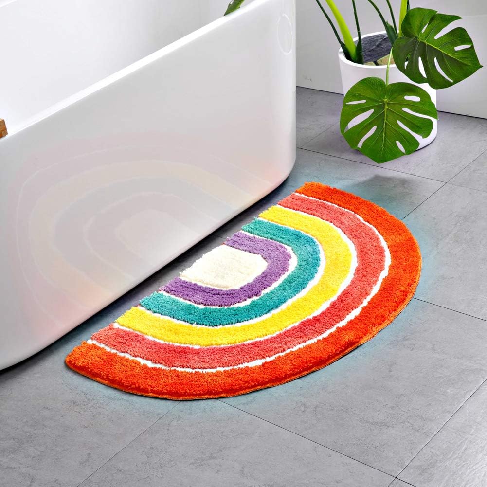 Tapete baño microfibra absorbente forma arcoíris