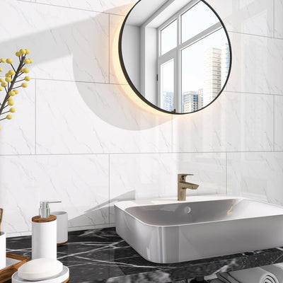 Paneles PVC impermeables 23.6x11.8pulg azulejos mármol blanco 10uds