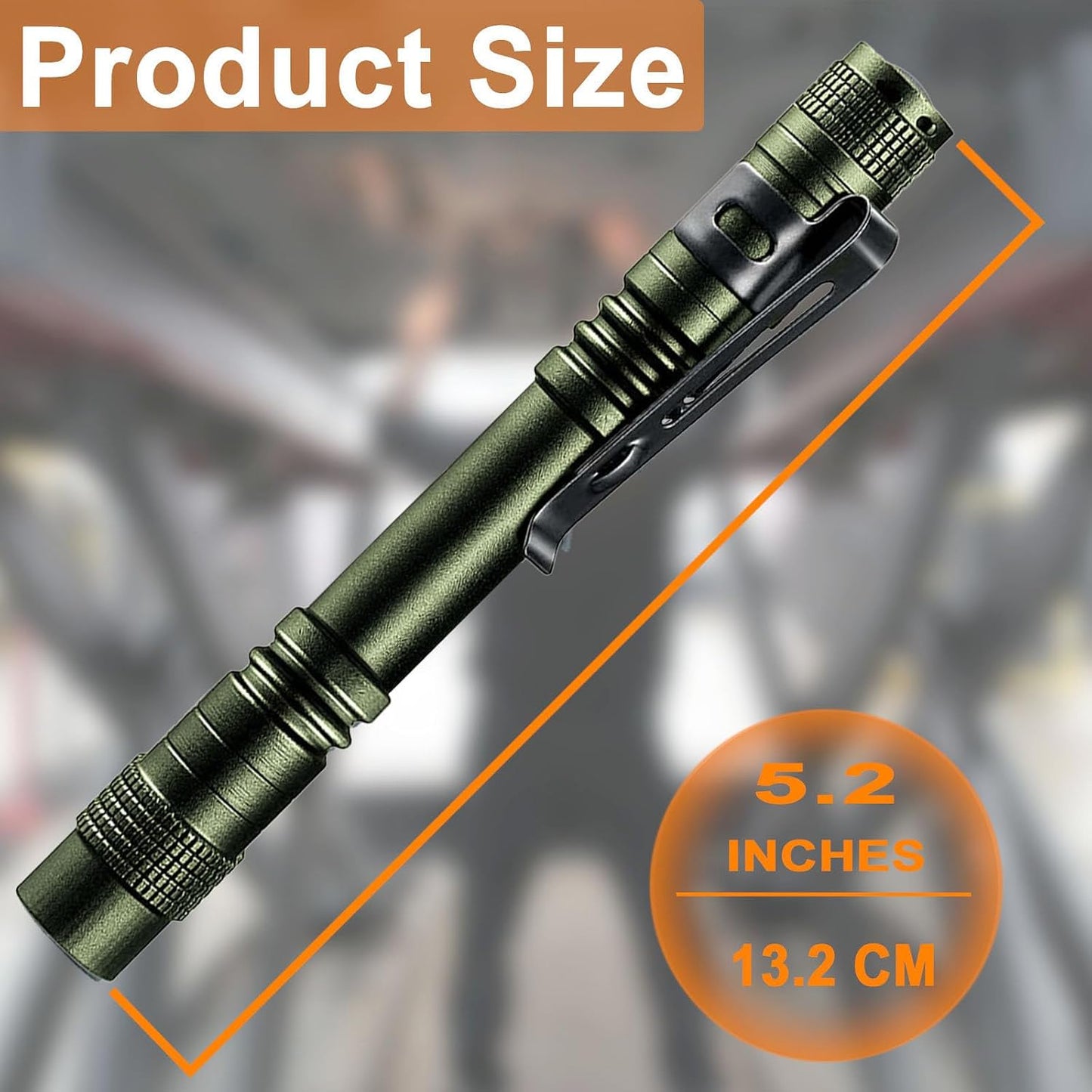 20 Linternas LED Impermeables de Bolsillo con Clip Grande Verde
