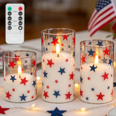 Velas LED patrióticas 4 de Julio con control remoto juego 3