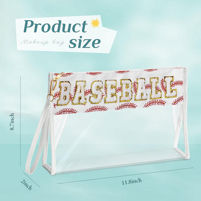 Bolsa maquillaje chenilla transparente con correa muñeca portátil