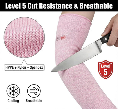 Protectores brazos piel fina manga resistente A5 gris rosa