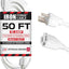 Cable extensión 15A 50 ft 14/3 clavija 3 pzas blanco