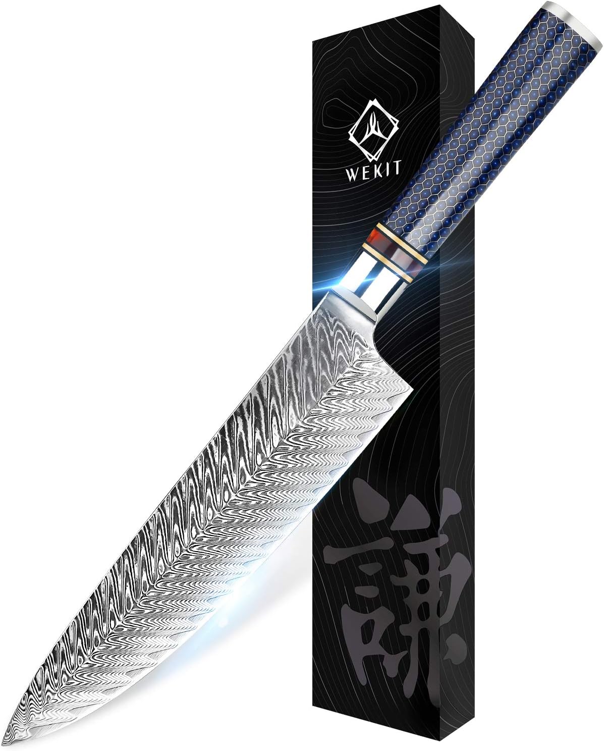Cuchillo chef VG10 8pulg acero inox 67 capas con funda