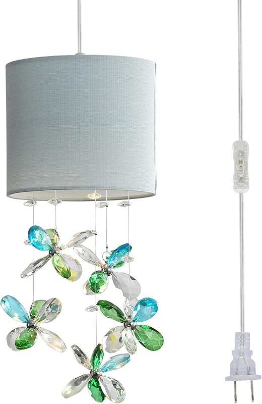 Lámpara colgante cristal enchufe 16pulg interruptor luz isla