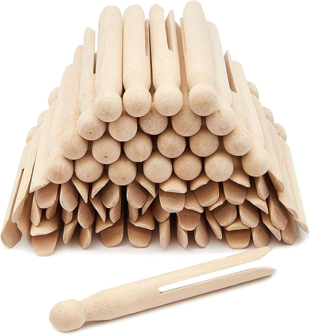 Pinzas madera para ropa 4.3x0.5pulg set 50 color marrón claro