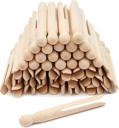 Pinzas madera para ropa 4.3x0.5pulg set 50 color marrón claro