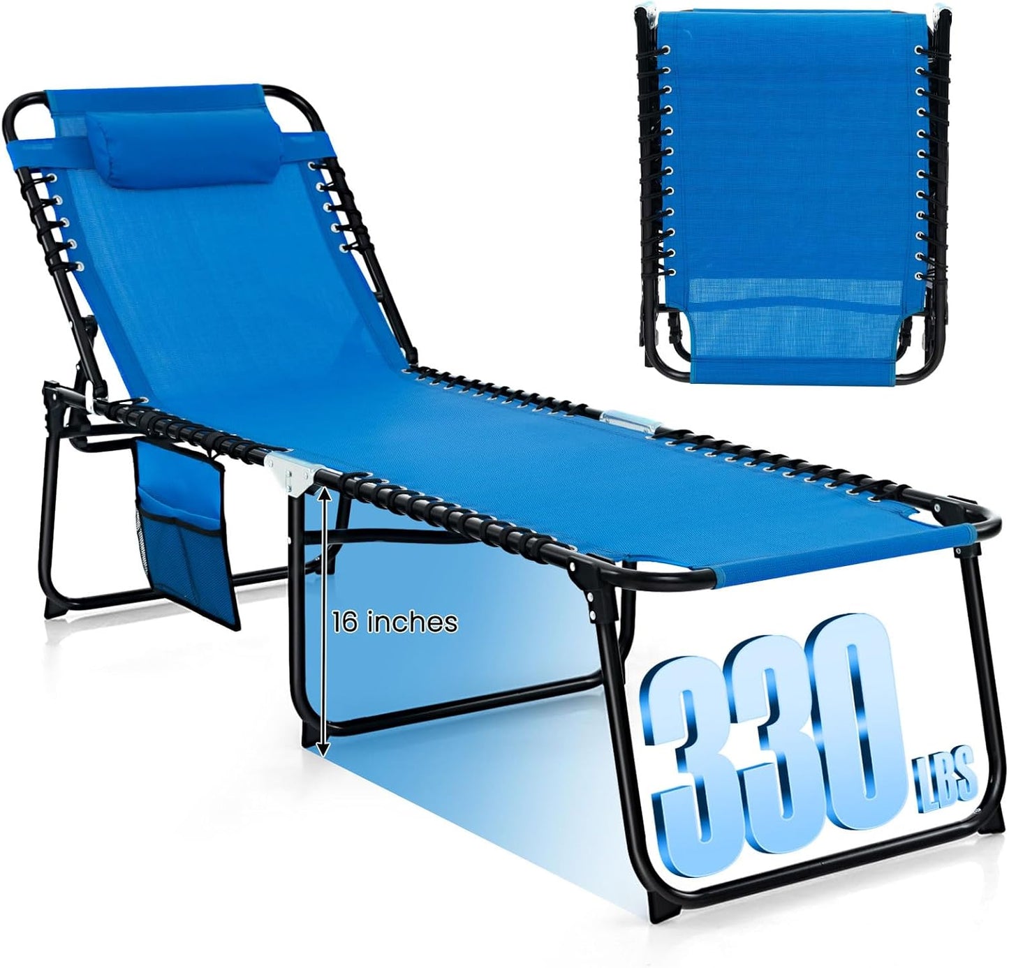 Tumbona playa extra alta plegable respaldo ajustable
