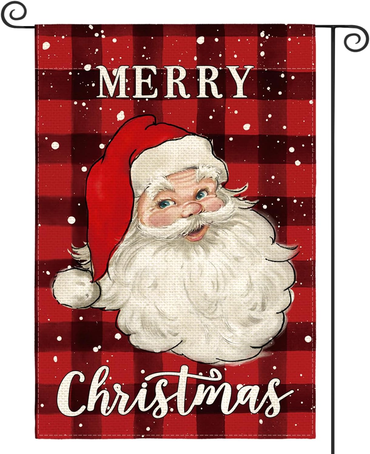 Bandera jardín Papá Noel diseño búfalo acuarela