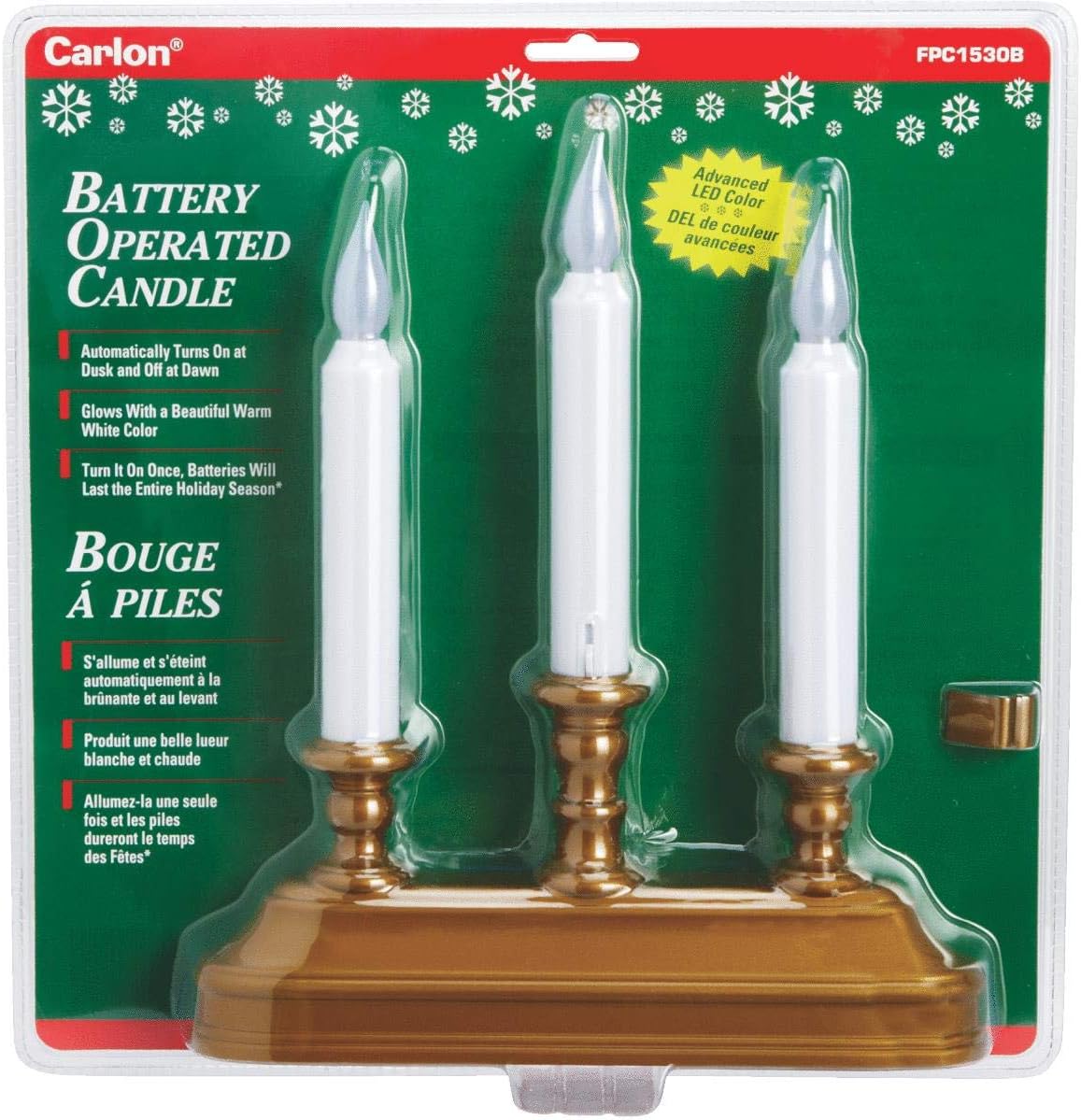 Candelabro LED para ventana luz blanca cálida base dorada