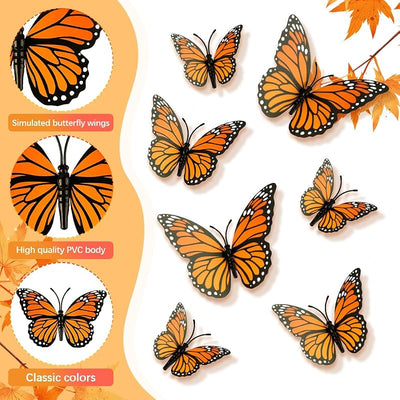 Decoración 3D mariposas naranjas Halloween boda fiesta