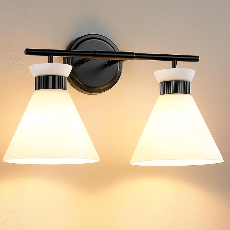 Lámpara baño 17.3pulg espejo vidrio esmerilado 2 luces