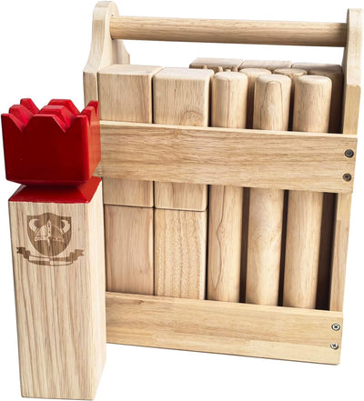 Set Kubb madera dura caja goma para set al aire libre