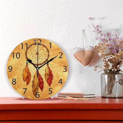 Reloj pared redondo atrapasueños étnico sin tictac decorativo