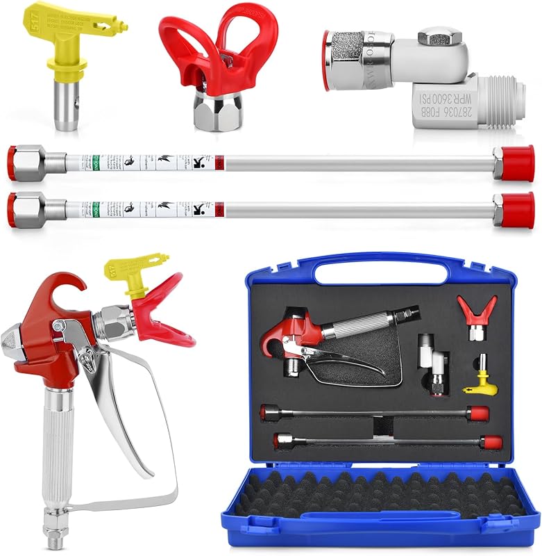 Set 7 pulverizadoras sin aire 3600 PSI con accesorios