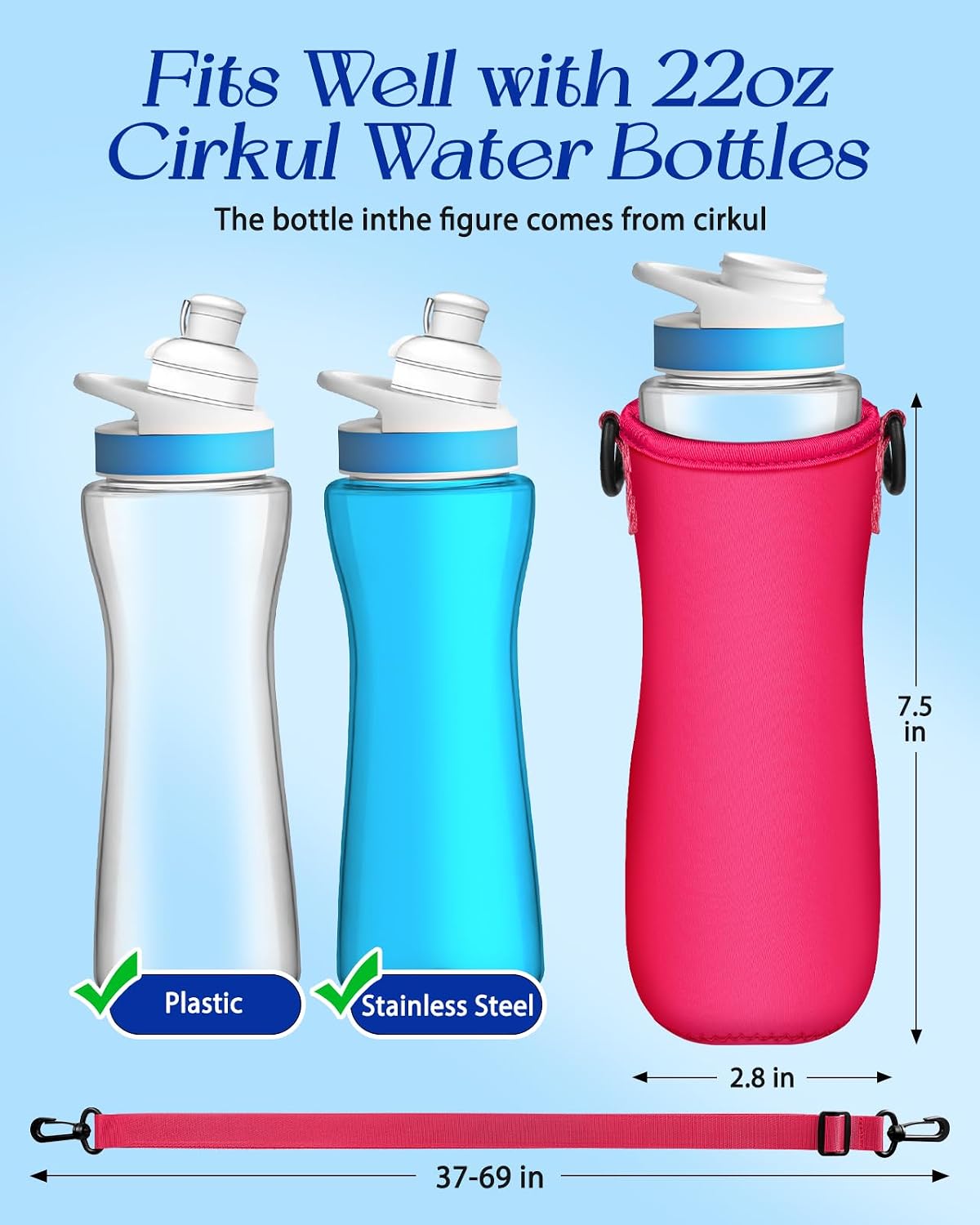 Funda botella agua con bolsa Cirkul 22oz correa hombro