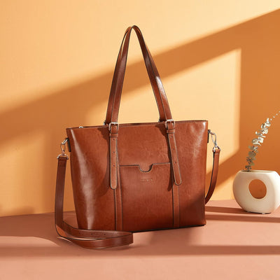Bolso cuero mujer laptop bolsa hombro maletín vintage 15.6pulg