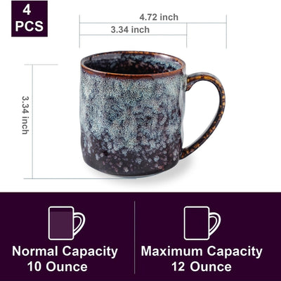 Set 4 Tazas Cerámica 12oz con Asa para Café y Té