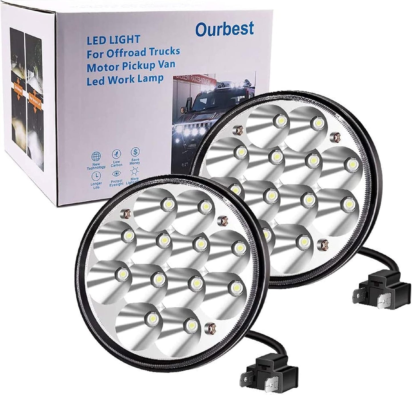 Luces LED Par46 5.75pulg cromo 36W 2 Pzas