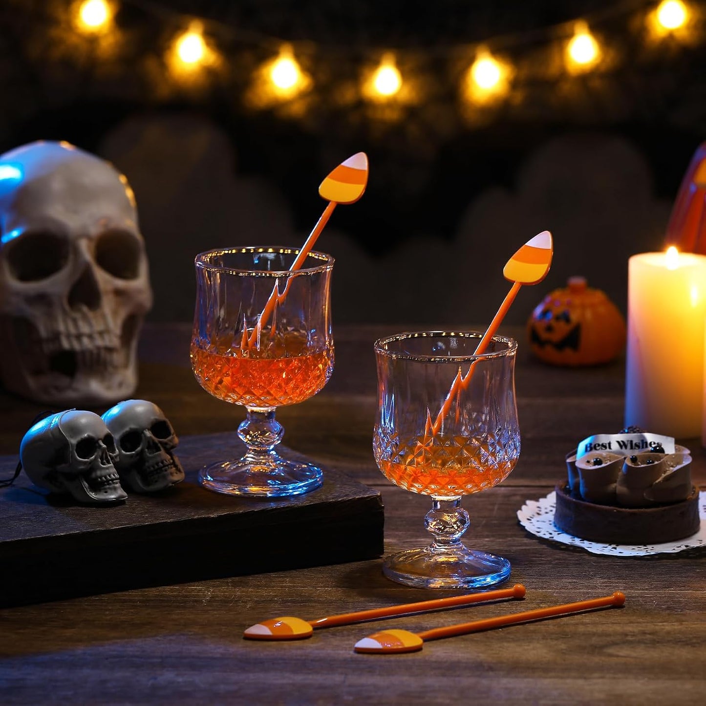 30 Palitos Swizzle Plástico para Cóctel Halloween Otoño