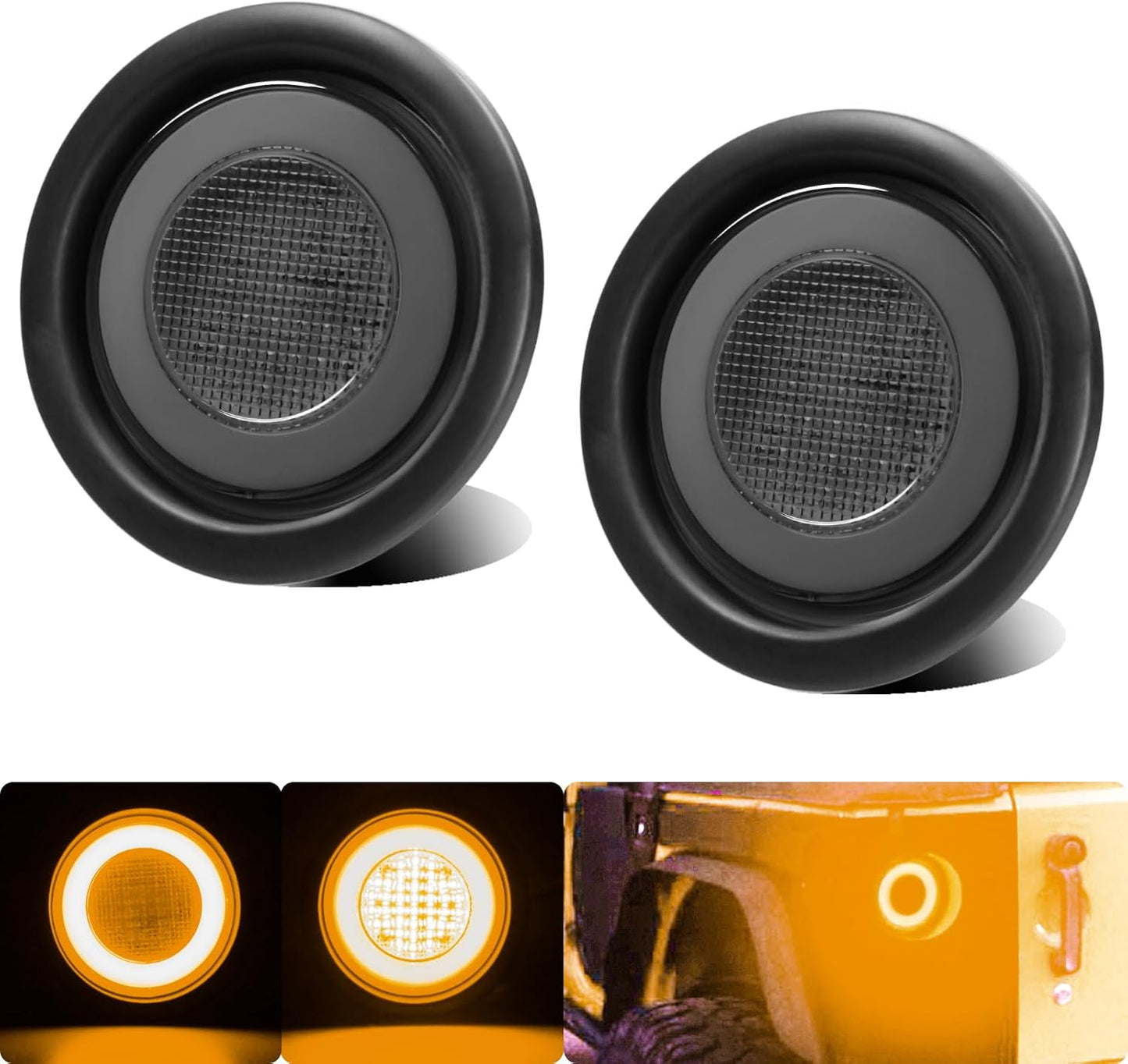 2 Pzas Luces traseras halo 4" ámbar 64LEDs remolque