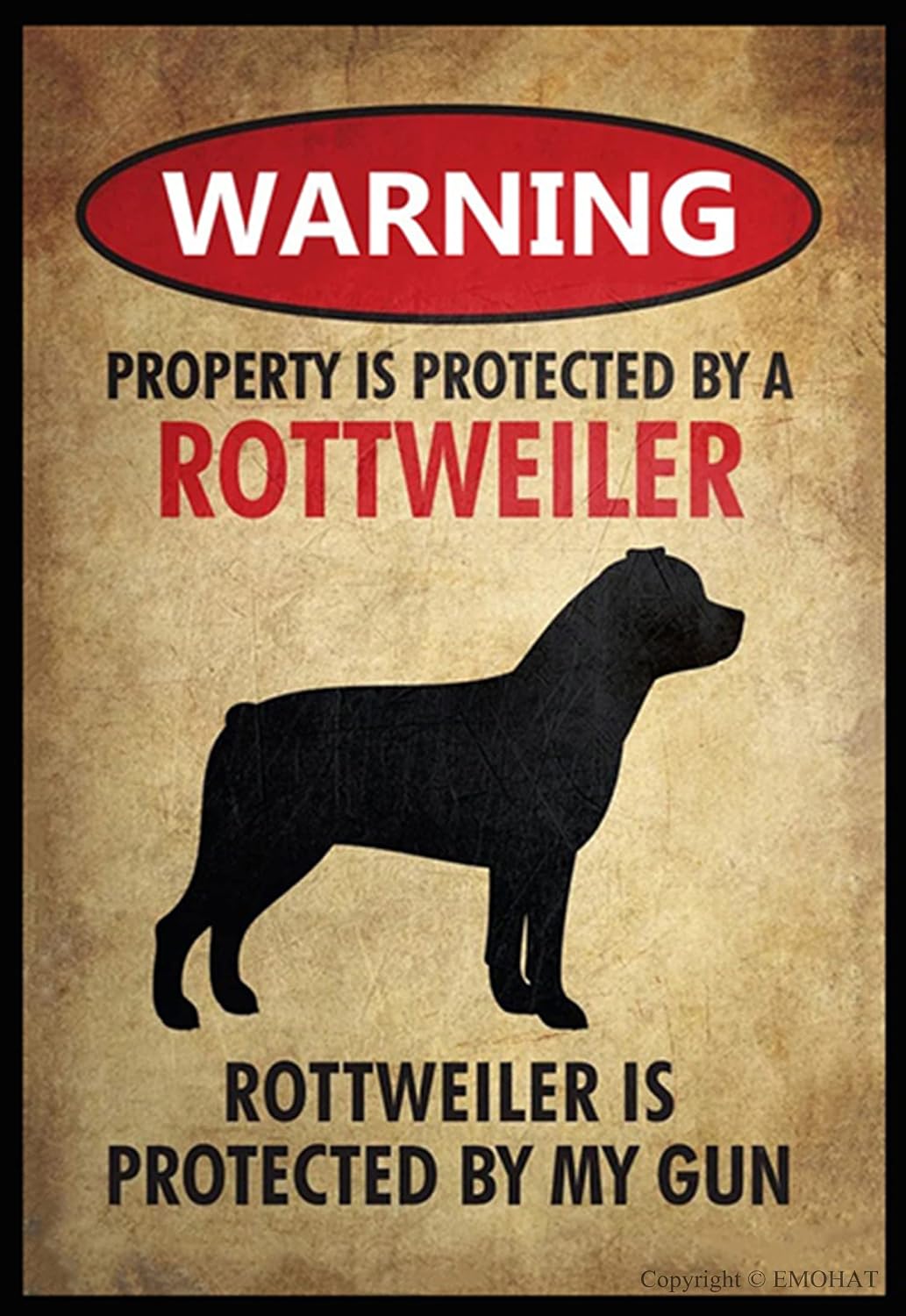 Letrero Rottweiler metal vintage al aire libre
