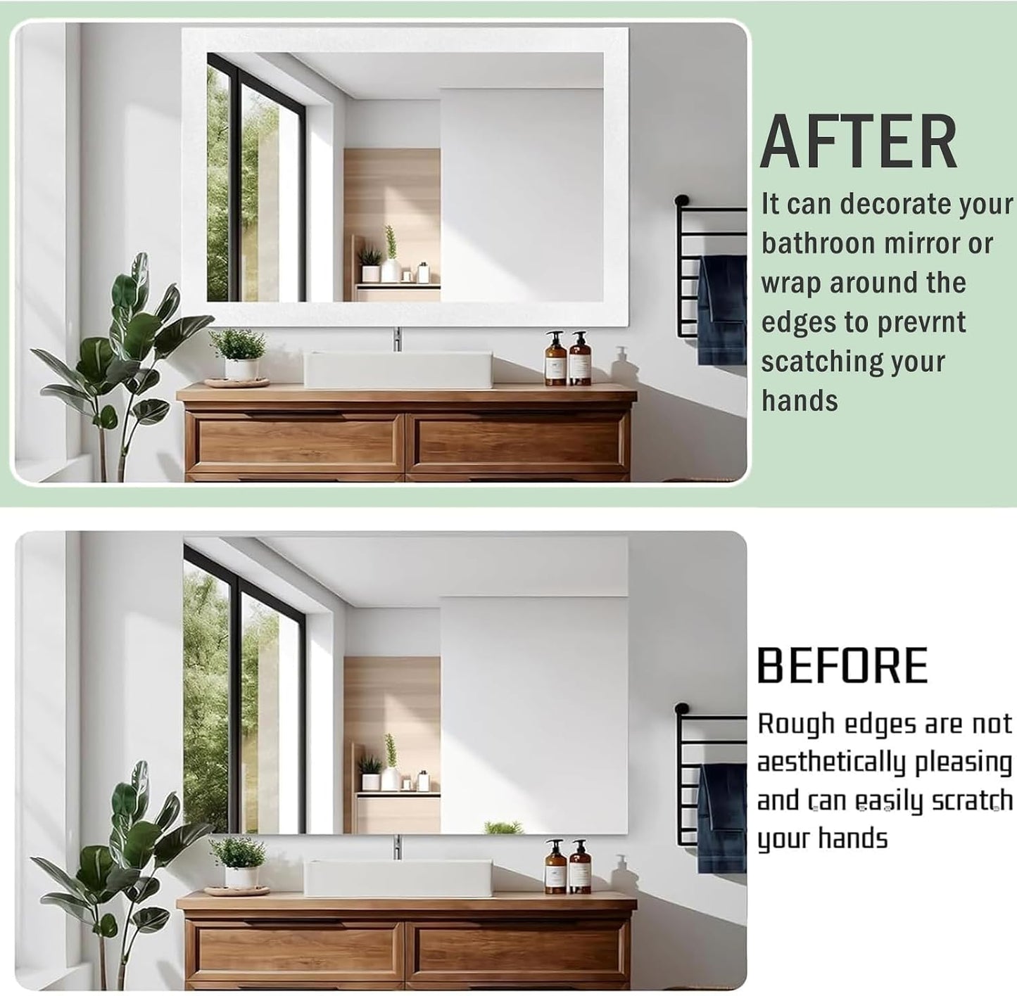 Cinta espejo seda blanca autoadhesiva impermeable para baño