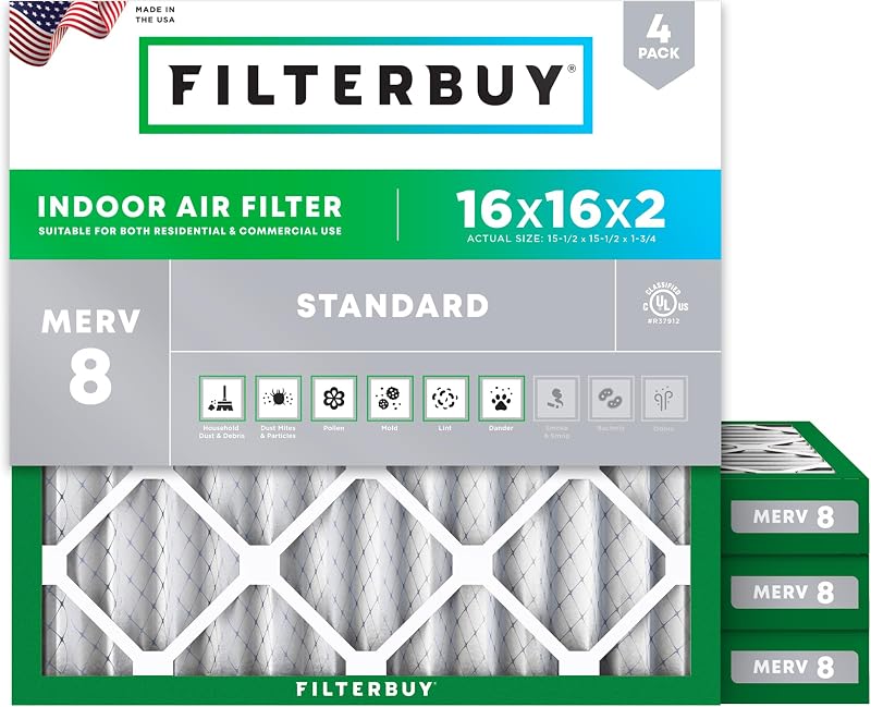 Filtros aire MERV 8 plisados para caldera 16x16x2" set 4