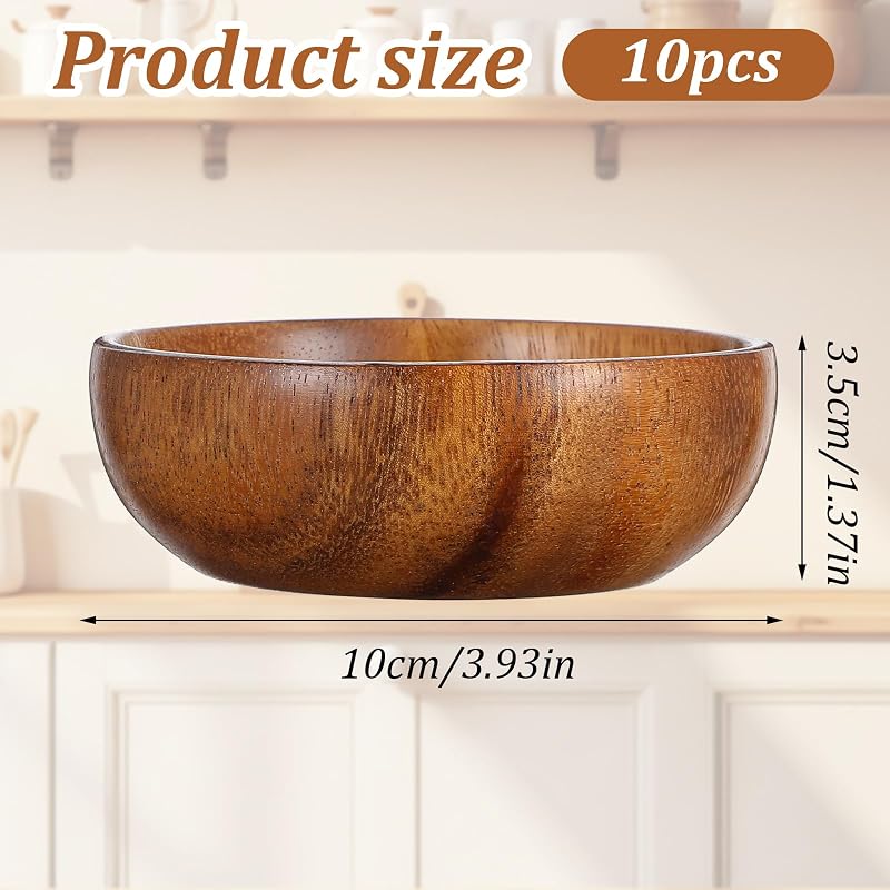 10 Cuencos Acacia Mini Bandeja Calabash Salsa