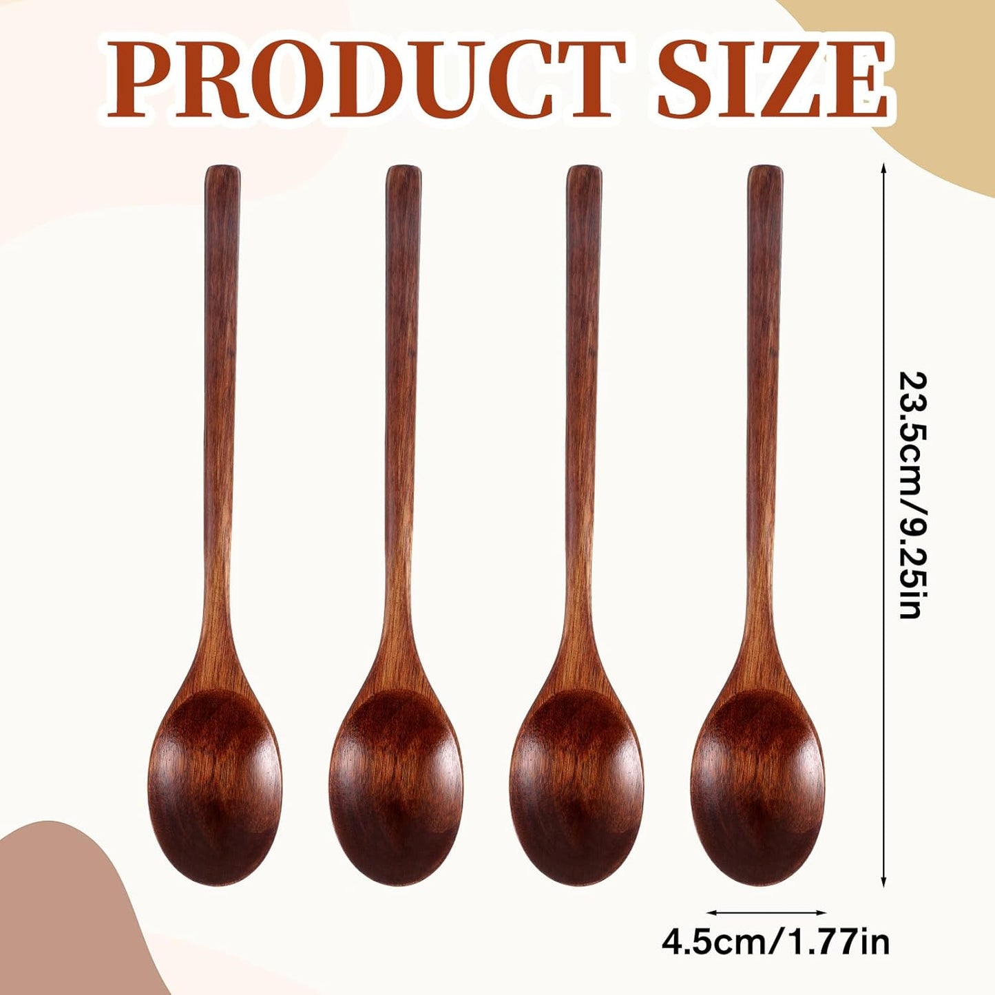 Cucharas de madera largas para comer y servir café, té y sopa