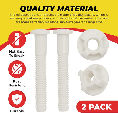Tornillos plástico para asiento inodoro repuesto duradero