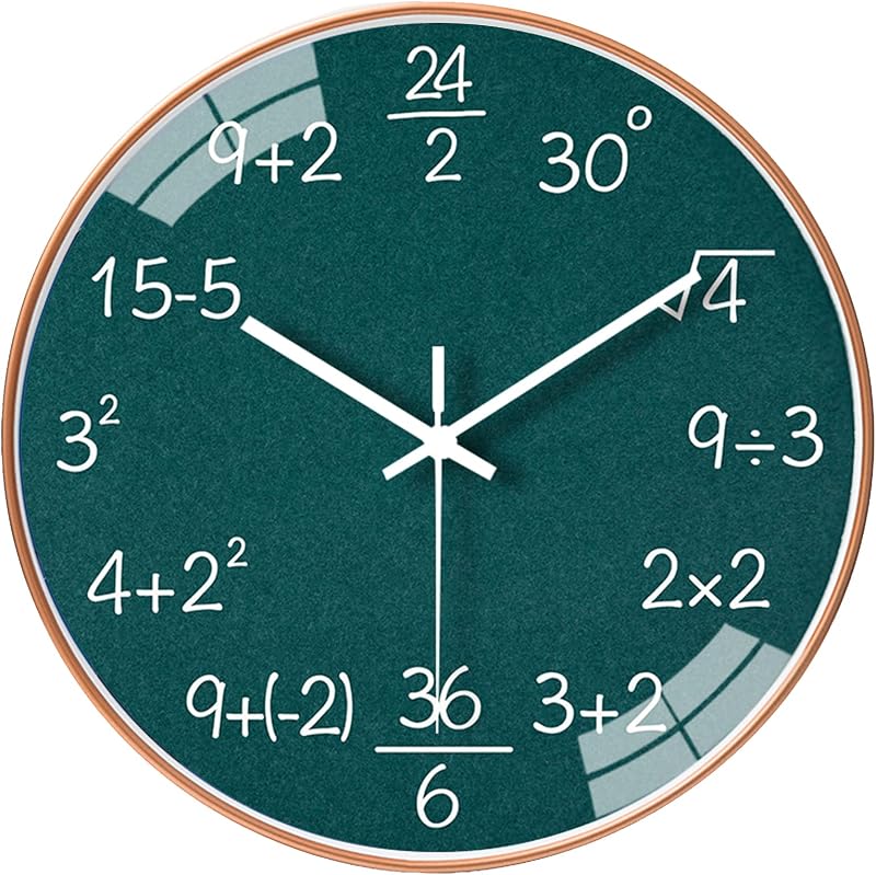 Reloj pared matemáticas 12pulg silencioso cuarzo oficina hogar