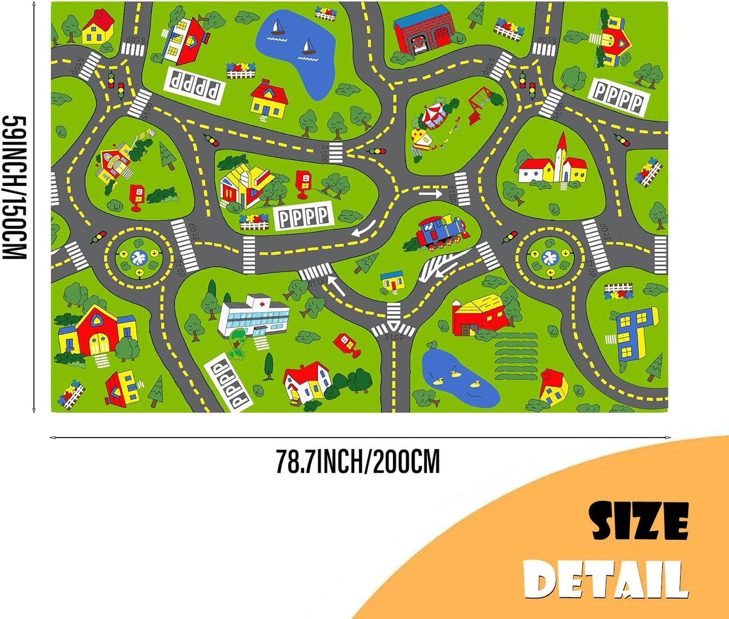 Alfombra antiderrap mapa ciudad para niños 200x150cm