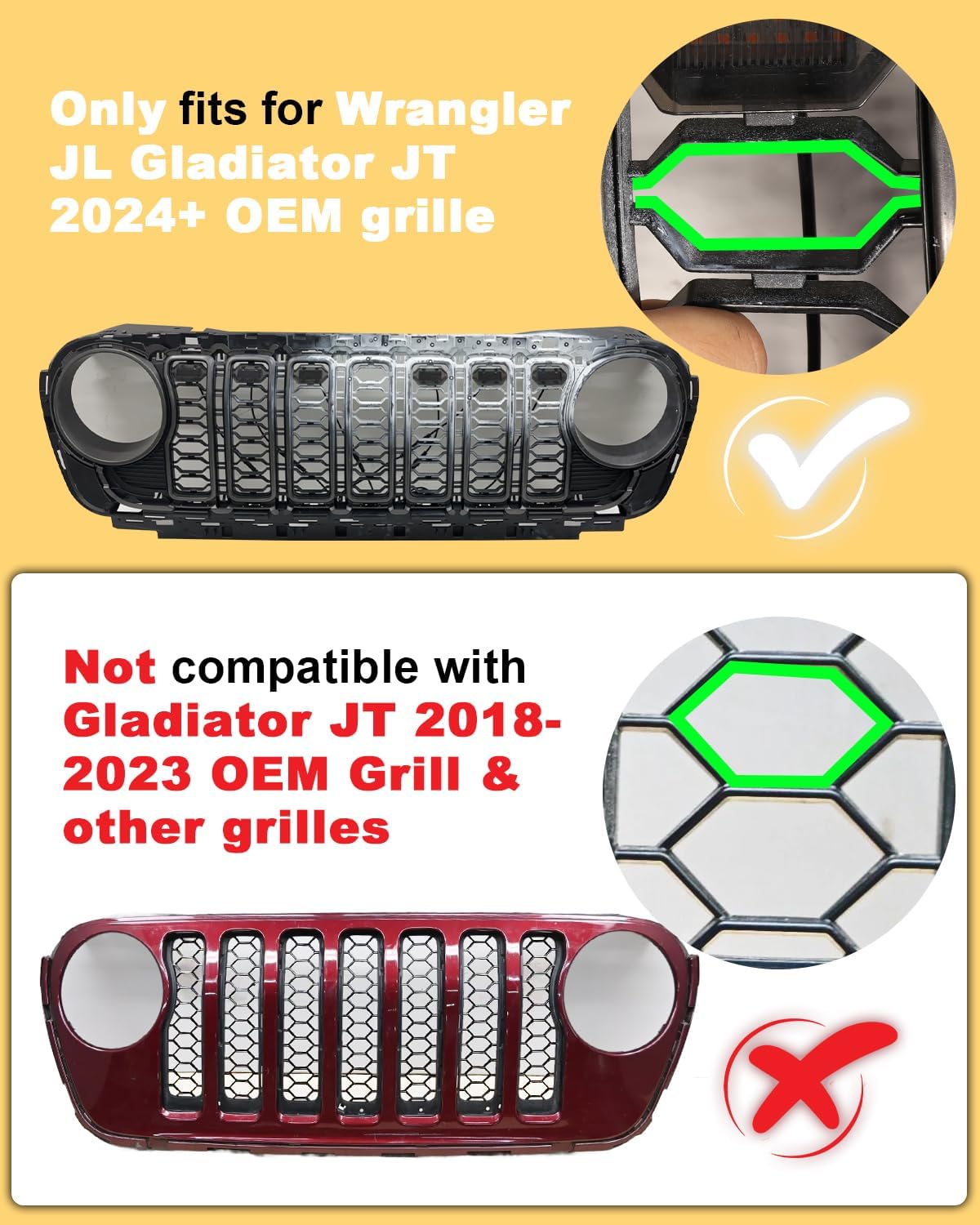 Luces LED parrilla Jeep JL Gladiator 2024-25 amarillo