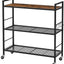 Estante metal 3 niveles ruedas malla mesa madera 31.5" negro