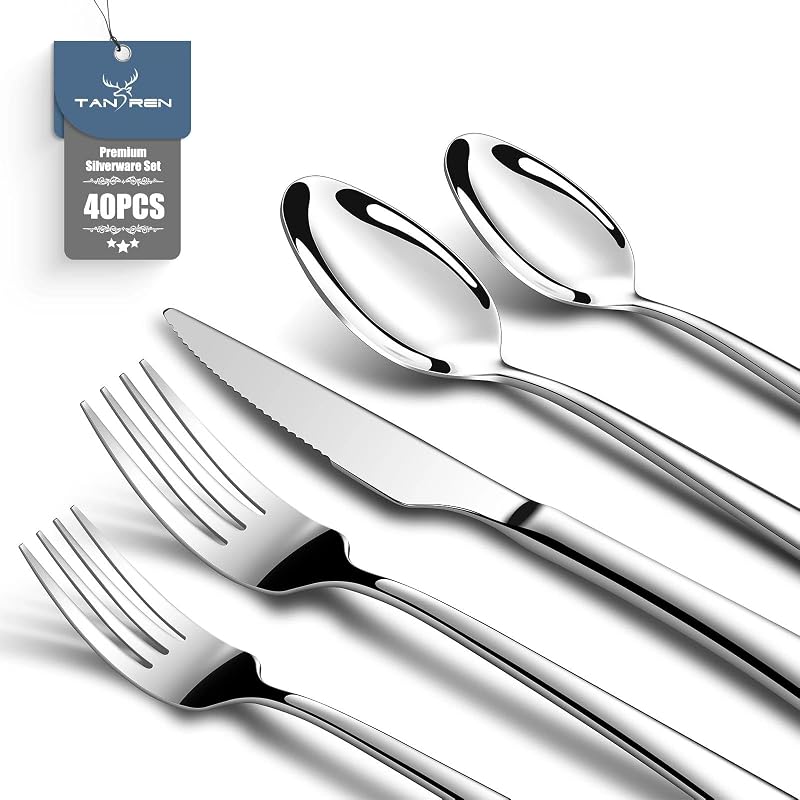 Set 40 Pzas Cubiertos Acero Inox Resistentes para