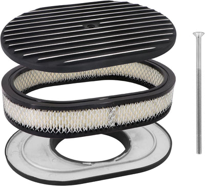 Filtro aire ovalado aluminio pulido 12" negro