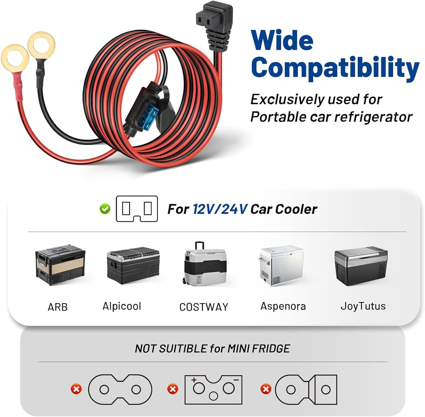 Cable 12V CC para refrigerador coche comp Alpicool COSTWAY