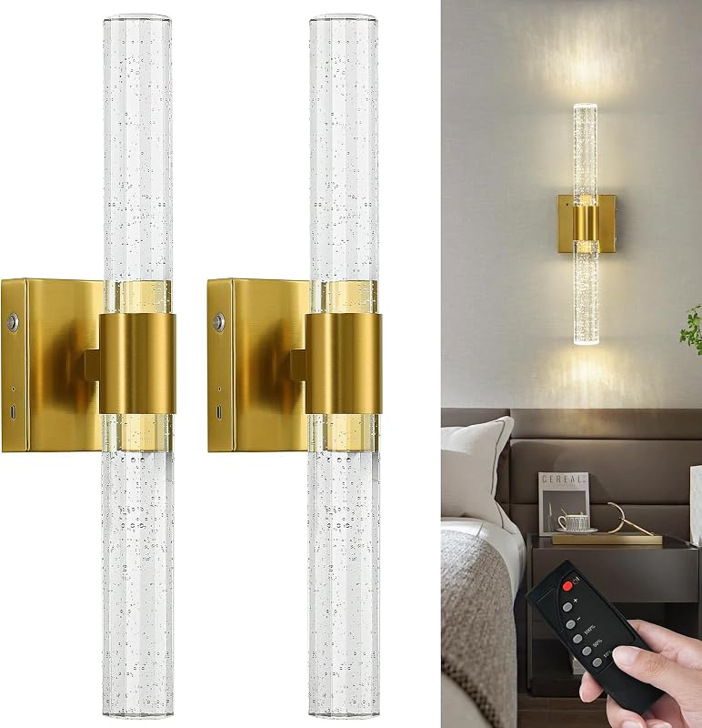 2 Apliques Pared Inalámbricos Recargables LED Modernos