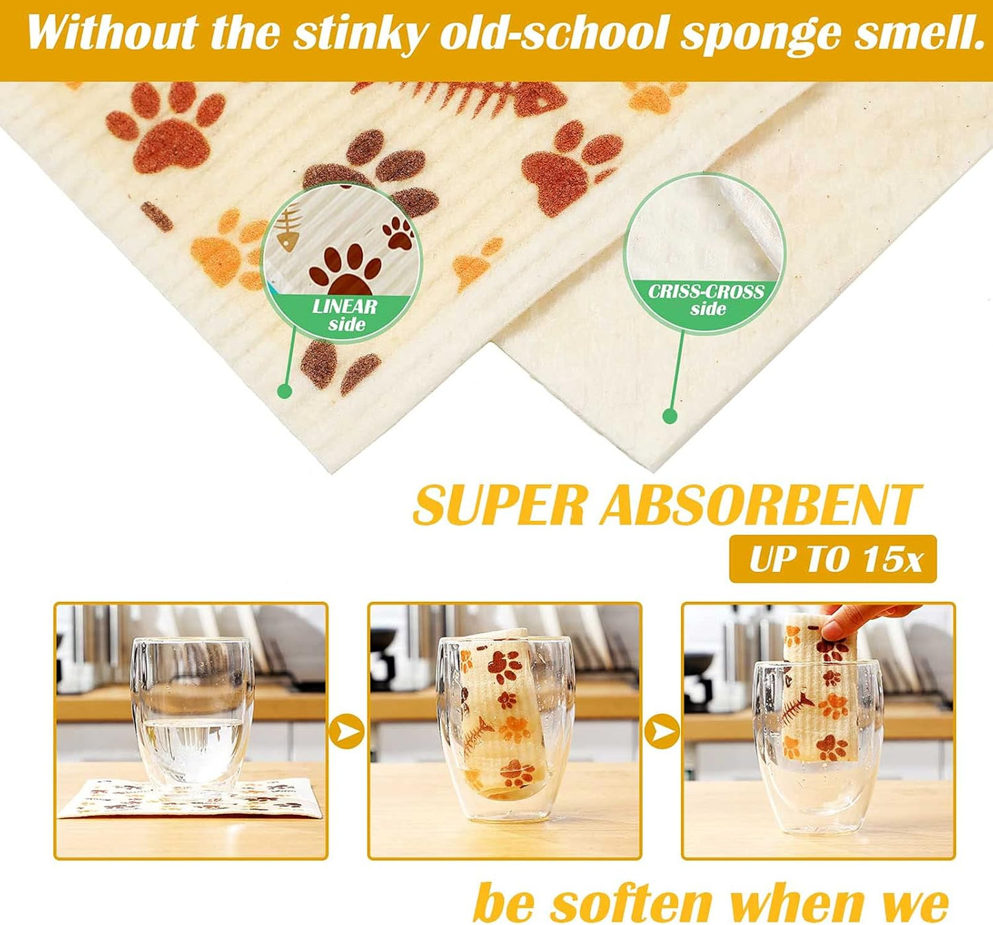 6 Paños cocina absorbentes secado rápido para gatos