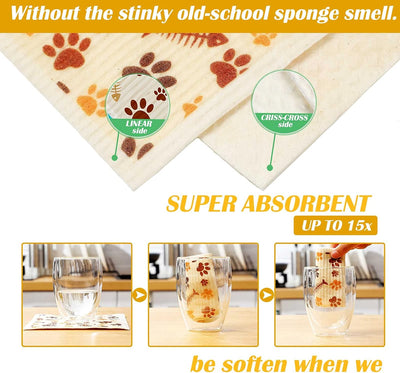 6 Paños cocina absorbentes secado rápido para gatos