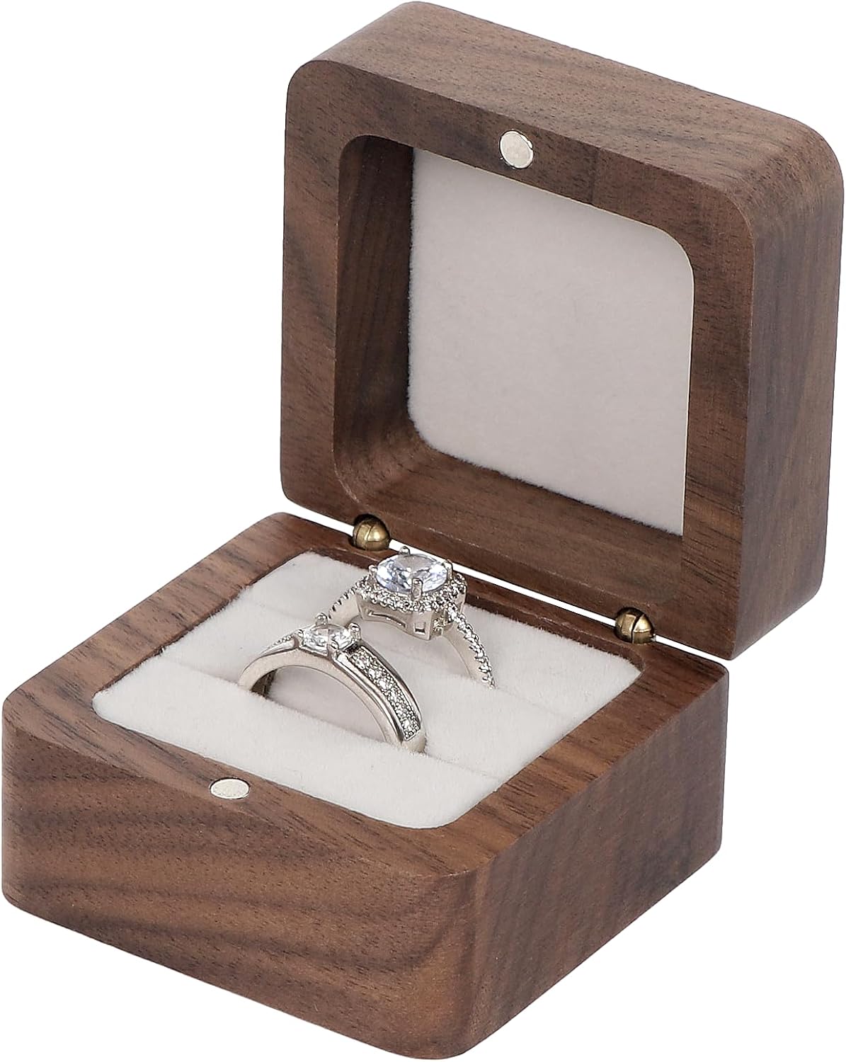 Caja madera anillos boda 2 ranuras vintage rústica